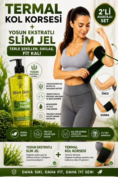 SLİM GEL Yosun Ekstratlı Slim Jel 250 ml ve Termal Kol Korsesi 2'li Set Terletici Sıkılaştırıcı Bakım Desteği ürün görseli 1