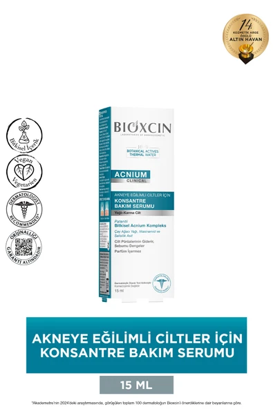 Bioxcin Acnium Karma ve Yağlı Ciltler İçin Konsantre Bakım Serumu 15 ml ürün görseli 1