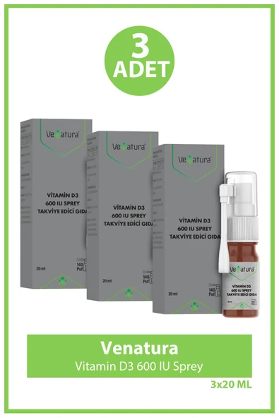 Venatura Vitamin D3 600 IU Sprey 20 ml 3 Adet ürün görseli 1