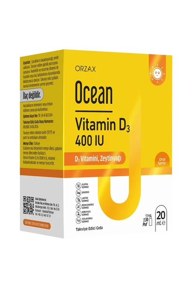 Ocean Vitamin D3 400 IU Oral Sprey 20 ml ürün görseli 1