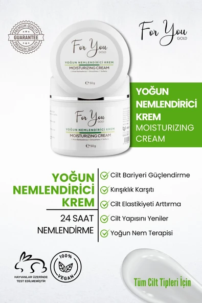 For You Gold Su Bazlı Normal Ve Kuru Ciltler Için Yoğun Nemlendirici Krem (ALOE VERA HYALURONİC ACİD) 50 ml ürün görseli 1
