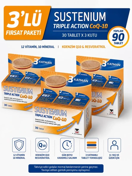 Sustenium Triple Action CoQ-10 30 Tablet 3 Adet ürün görseli 1