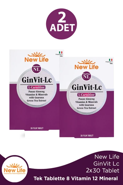 New Life GinVit-Lc L- Carnitine 30 Film Tablet 2 Adet ürün görseli 1