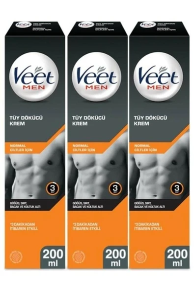 Veet Men Tüy Dökücü Krem Normal Ciltler 200 ml 3 Adet ürün görseli 1