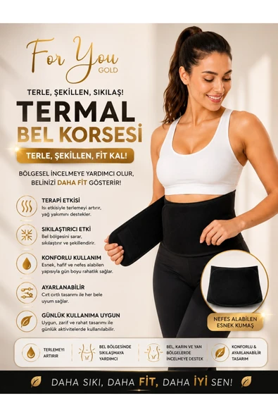 For You Gold Göbek, Bel Termal Sauna Kemer Terleme, Sıkılaştırıcı, ve Toparlayıcı Bel Göbek Korse ürün görseli 1