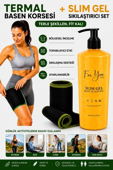 For You Gold Slim Jel - Sıkılaştırıcı - Toparlayıcı - Çatlak ve Selülit Kremi Termal Basen Korsesi Birlikte ürün görseli 1