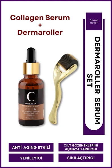 For You Gold Dermaroller (goldenroller) & Collagen Serum Yaşlanma Karşıtı Set ürün görseli 1