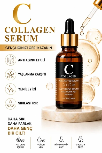 For You Gold Dolgunlaştırıcı, Yaşlanma Ve Kırışıklık Karşıtı Collagen Cilt Bakım Serum (HYALURONİC ACİD) 30 ml ürün görseli 1