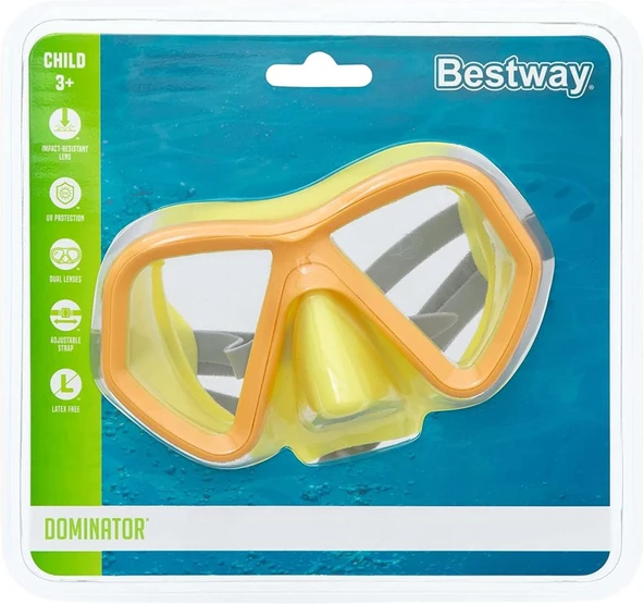 Bestway Dominator Çocuk Deniz Gözlüğü 3-6 Yaş Yüzücü Gözlük Sarı ürün görseli 1