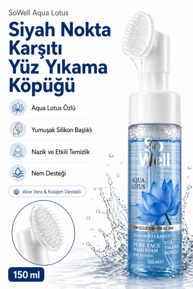 So Well Aqua Lotus Siyah Nokta Karşıtı Yüz Yıkama Köpüğü 150 ml ürün görseli 1