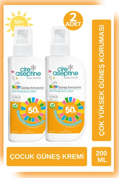 Cire Aseptine Bebek Güneş Koruyucu Losyon SPF50 200 ml 2 Adet ürün görseli 1
