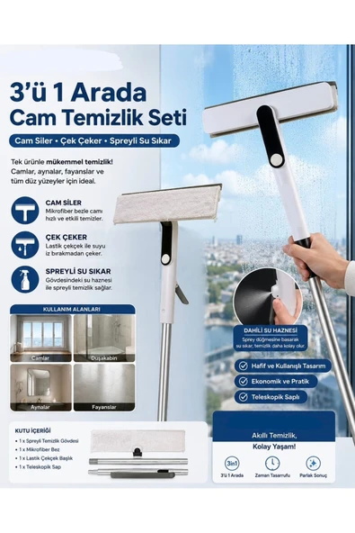 CAM,YER,DUVAR SİLME MOPU PÜSKÜRTMELİ HAZNELİ TELESKOPİK MOP ürün görseli 1