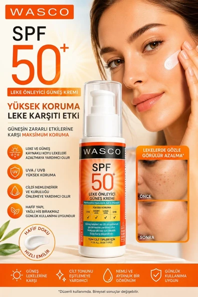 wasco Güneş Kremi Koyu Leke Karşıtı Spf 50+ Faktörlü Çok Yüksek Korumalı Güneş Kremi ürün görseli 1