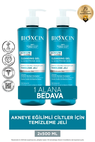 Bioxcin Acnium Yüz Yıkama Jeli Sebium Dengeleyici 500 ml 2 Adet ürün görseli 1