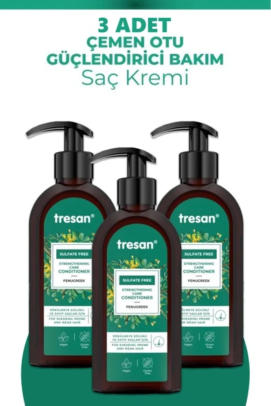 Tresan Çemen Otu Güçlendirici Sülfatsız Bakım Saç Kremi 300 ml 3 Adet ürün görseli 1