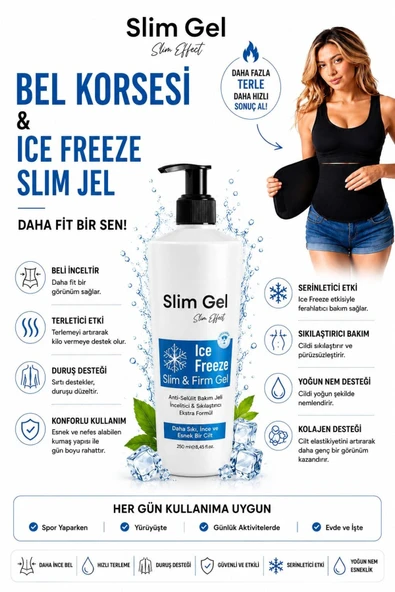 SLİM GEL Ice Freeze , Toparlayıcı Jel 250 ml ve Termal Bel Korsesi 2'li Set Toparlayıcı ve Sıkılaştırıcı Bakım Desteği ürün görseli 1