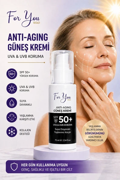 For You Gold Anti-Aging Yaşlanma & Leke Karşıtı Spf50 Yüz ve Vücut Güneş Kremi 100 ml ürün görseli 1