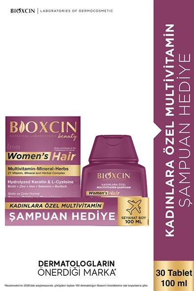 Bioxcin Women Hair Set - 30 Tablet + Şampuan 100 ml Hediyeli ürün görseli 1