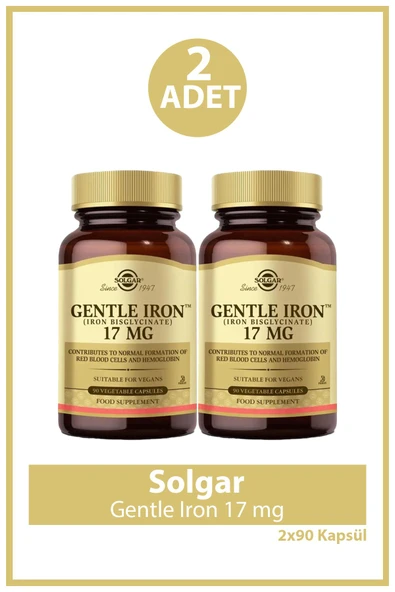 Solgar Gentle Iron 17 mg 90 Kapsül 2 Adet ürün görseli 1