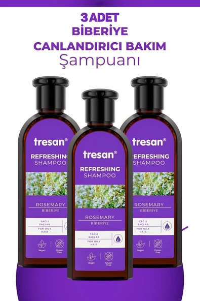 Tresan Biberiye Yağlı Saçlar İçin Bakım Şampuanı 300 ml 3 Adet ürün görseli 1