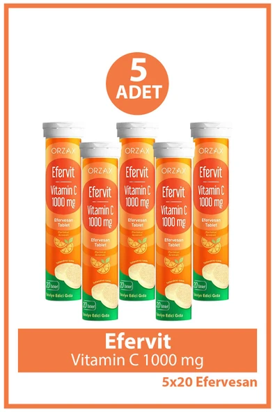 Efervit Vitamin C 1000 mg 20 Efervesan Tablet 5 Adet ürün görseli 1