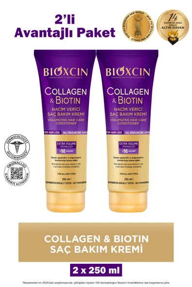 Bioxcin Collagen Biotin Hacim Verici Saç Bakım Kremi 250 ml 2 Adet ürün görseli 1