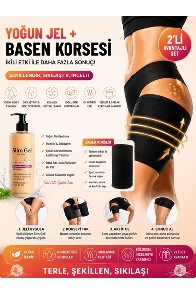 SLİM GEL Collagen İçerikli Yoğun Jel 250 ml ve Termal Basen Korsesi 2'li Set Toparlayıcı ve Sıkılaştırıcı Bakım Desteği ürün görseli 1