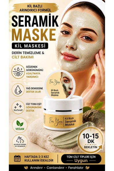 For You Gold Gözenek Sıkılaştırıcı, Akne-sivilce Karşıtı, Cilt Sıkılaştırıcı, Seramik Kil Maskesi 100 ml ürün görseli 1