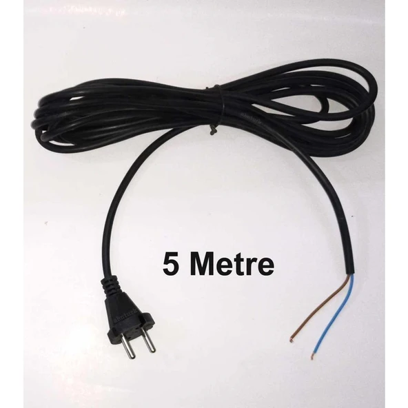 abnturk Elektrikli Süpürge Kablosu 5 Metre Uzunluk 2x1.5 Fişli Kordon Kablo Orjinal Bakır Telli Yedek Parça ürün görseli 1