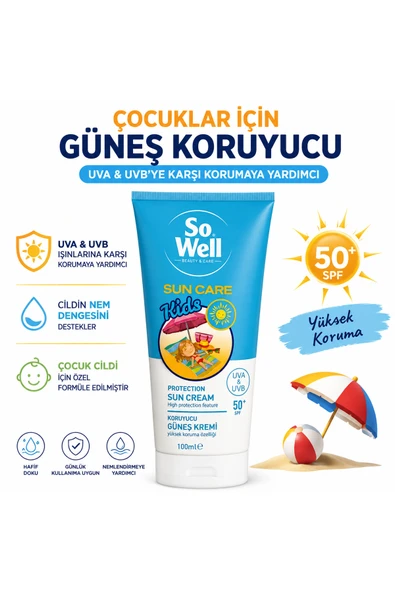 So Well Sun Care Kids Koruyucu Güneş Kremi SPF50+ 100 ml ürün görseli 1