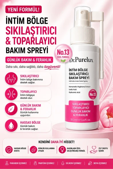 Dr.Purelux İntim Bölge Sıkılaştırıcı & Toparlayıcı İntim Bakım Spreyi – Hassas Bölge Günlük Bakım & Ferahlık 100ml ürün görseli 1