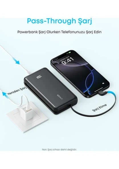 Anker Zolo Power Bank (20K, 22,5W, entegre USB-C kablosu) ürün görseli 1