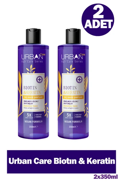 Urban Care Biotın & Keratin 5X Daha Güçlü Şampuan 350 ml 2 Adet ürün görseli 1