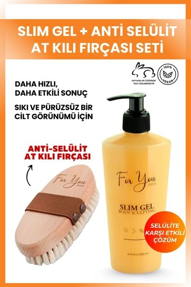 For You Gold Slim Jel Inceltici-sıkılaştırıcı-bölgesel Incelme-çatlak Ve Selülit Krem-at Kılı Fırçası ürün görseli 1
