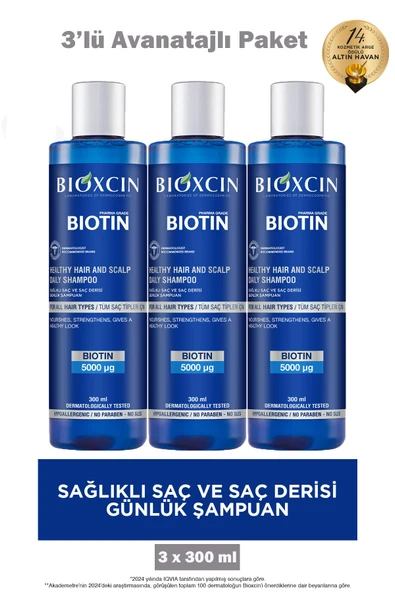 Bioxcin Şampuan Günlük Biotin 300 ml 3 Adet ürün görseli 1
