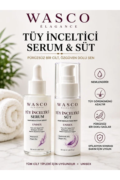 Wasco Elegance Tüy Serum & Tüy Süt 2'li Set 50 ml + 50 ml | Epilasyon Sonrası Bakım | Unisex | Tüm Cilt Tipleri ürün görseli 1