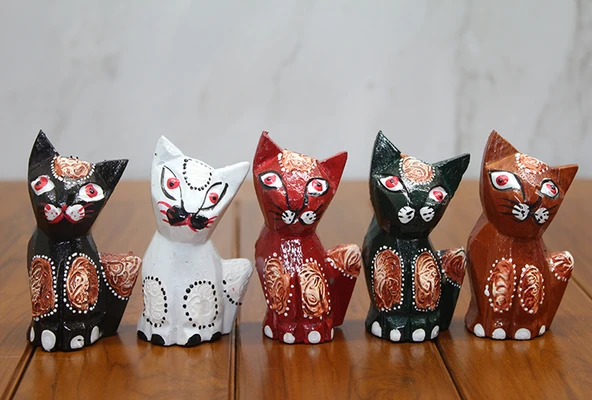 Ahşap 5'li Kedi Seti Model 3 ürün görseli 1