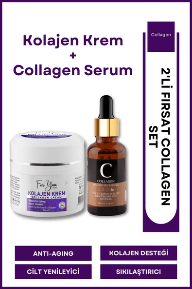 For You Gold Kolajen Krem,anti-aging,kırışıklık Karşıtı,onarıcı,besleyici,canlandırıcı Bakım Kremi&collagen Serum ürün görseli 1