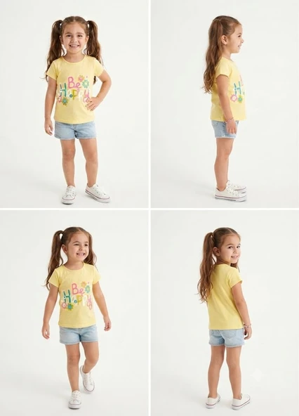 Kız Çocuk Sarı T-Shirt - Resim 4