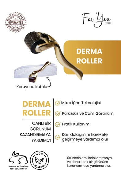 For You Gold Dermaroller - Altın - Titanyum İğneli - Sakal - Yüz - Saç için Mikro İğneleme- Serum Emilimi Destekleyici ürün görseli 1