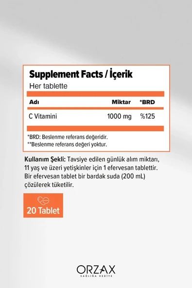 Efervit Vitamin C 1000 mg 20 Efervesan Tablet 3 Adet - Resim 2