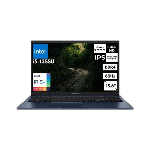 Vivobook 15 i7-1355U 16 GB 512 GB SSD Iris Xe Graphics 15.6" FHD Windows 11 Pro Notebook X1504VA-NJ1499AT47 ürün görseli 1