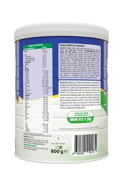 Evolvia Nutripro Plus 2 Devam Sütü 800 gr - Resim 6