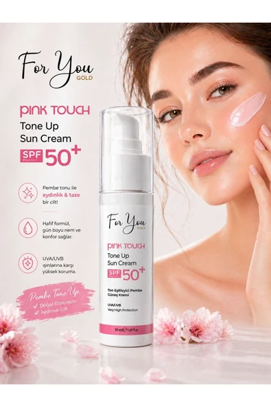 For You Gold Pink Touch Spf 50 Ton Eşitleyici, Aydınlatıcı Pembe Yüz Güneş Kremi Pa Spf 50 ürün görseli 1