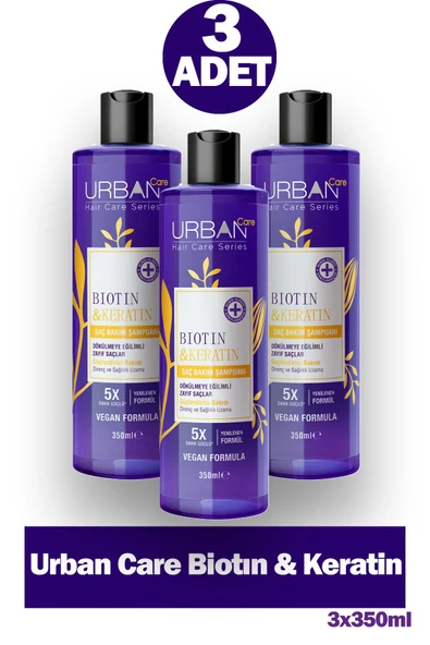 Urban Care Biotın & Keratin 5X Daha Güçlü Şampuan 350 m 3  Adet ürün görseli 1