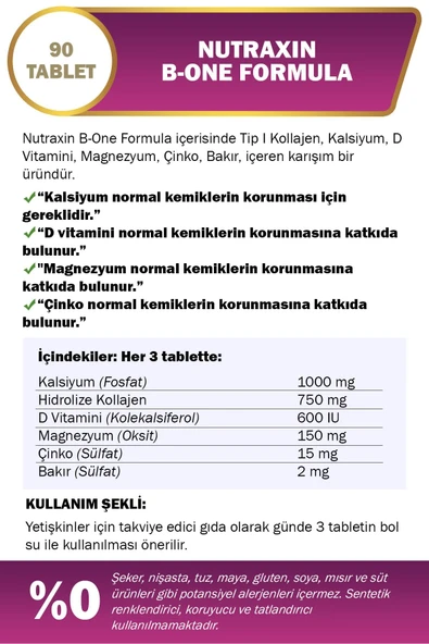Nutraxin B-One Formula 90 Tablet 3 Adet - Resim 3