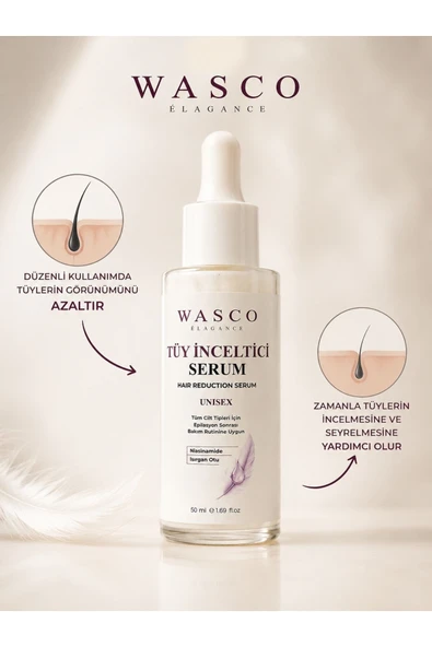 Wasco Elegance Tüy Serum 50 ml | Epilasyon Sonrası Tüy Azaltıcı Serumu | Unisex | Niacinamide & Isırgan Otu İçeren Cilt Serumu ürün görseli 1