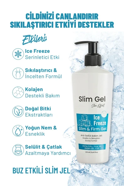 SLİM GEL Selülit ve Çatlak Karşıtı Bölgesel İncelme ve Sıkılaştırıcı Buz İce Jel (Soğuk Lipoliz Slim Jel) ürün görseli 1