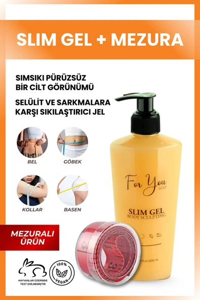 For You Gold Slim Jel , Sıkılaştırıcı, Selülit Ve Çatlak Karşıtı Bakım Vücut Şekillendirici+ Mezura ile ürün görseli 1