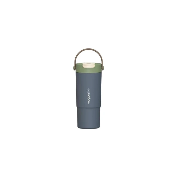 Vagonlife Çelik Pipetli/pipetsiz Kullanım Silikon El Askılı Matara/termos VGN1102 660ML - Lacivert ürün görseli 1
